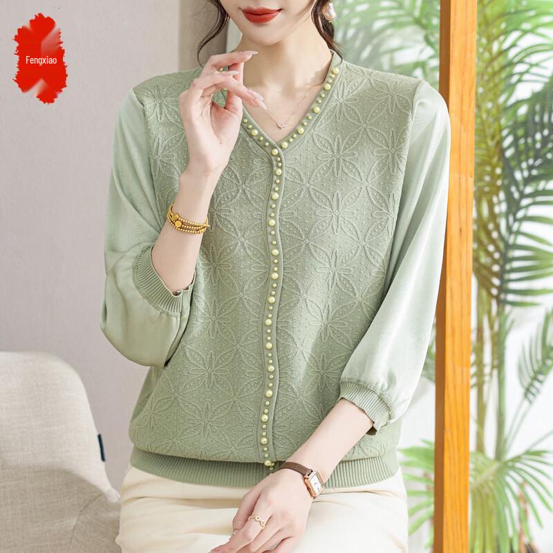 Elegant Mid-Aged Women's Summer Seven-Quarter Sleeve Blouse