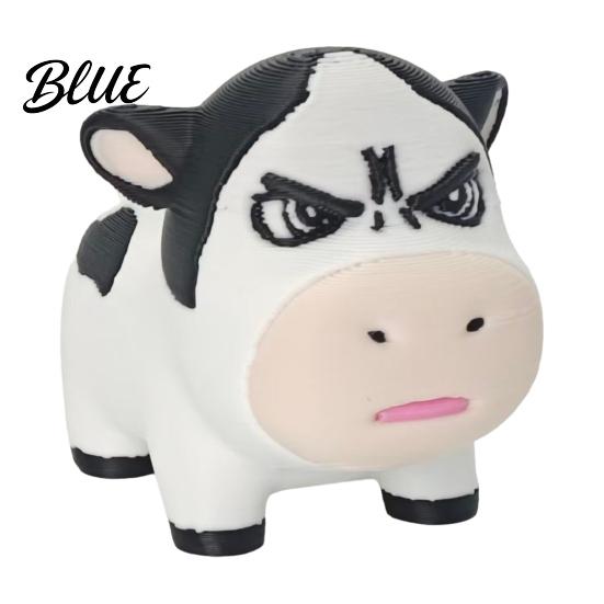 Mini Animal Sculpture 3D Printed Dairy Cow Figurine Cartoon Cattle Statue for Desk Decor Accessory Home Office Gift Lovers Desktop Ornament