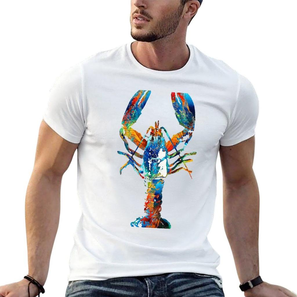 Colorful Lobster Art by Sharon Cummings TShirt t shirt men 100 cotton luxury brand cotton t shirt man TShirt