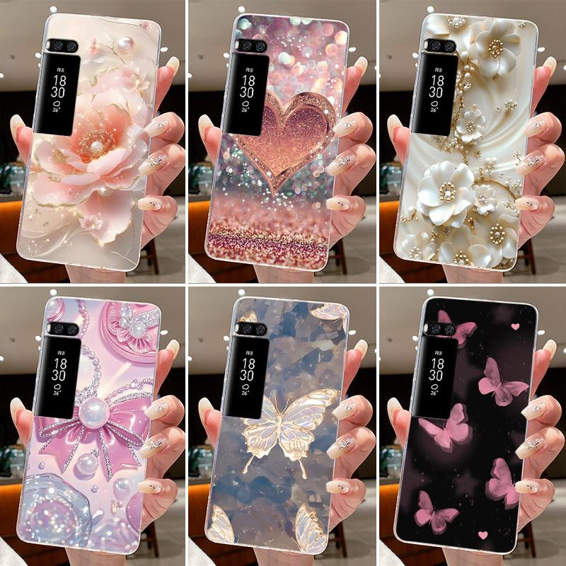Phone Case For Meizu Pro 7 Case For Meizu Pro 7 Plus Capa Coque Flower Butterfly Thin Covers Transparent Soft Silicone TPU Cover