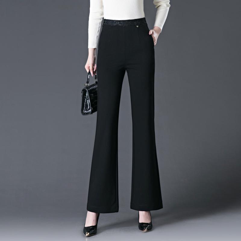 

Women s High Waist Black Stretch Micro Flare Pants - Slim Fit for Spring/Autumn 2026 31 чёрный