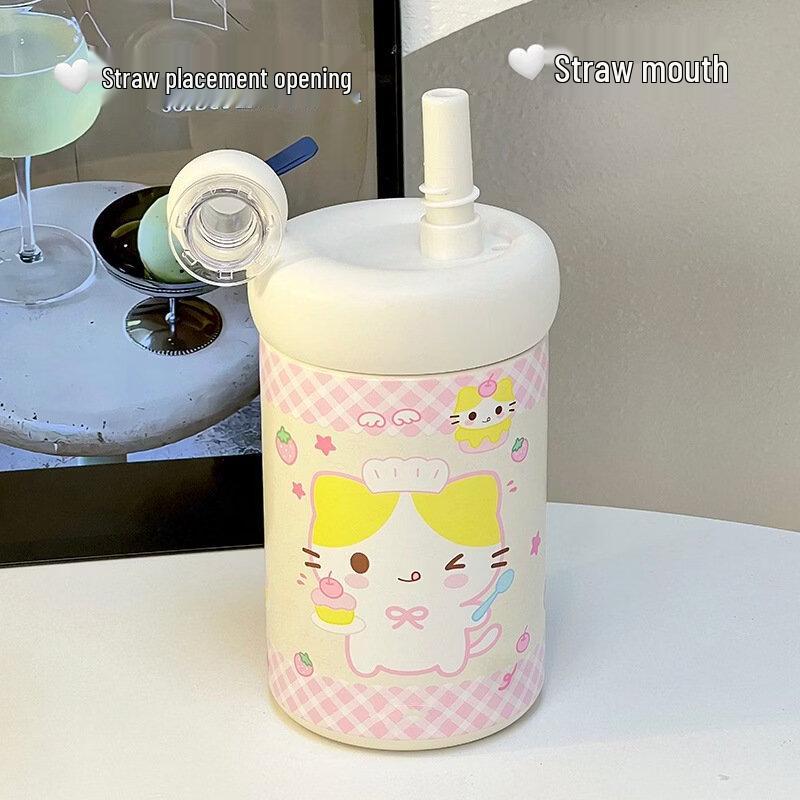 Changqi 316 Stainless Steel Thermos Cup with Strawberry Cat Print