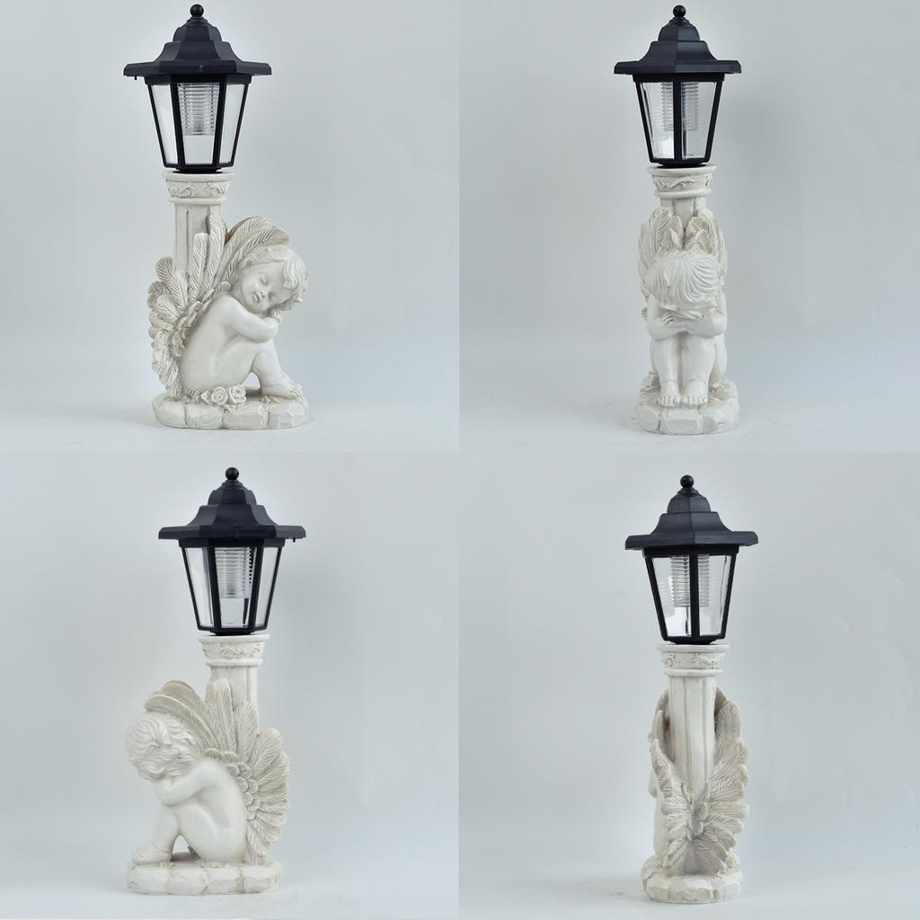 JYL TS/052,Creative Ancient Roman Column Leaning Angel Solar Outdoor Light European Resin Garden Statue Lamp