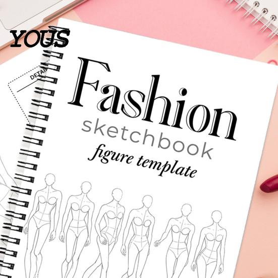 Spiral Bound Sketch Book Human Body Template Coloring Book, 360 Degree Flat Spread Portable Drawing Pad for Designers Pad, Cotton Pulp Paper
