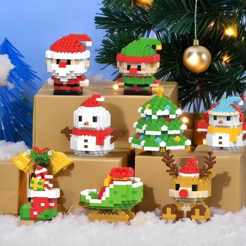 Diy Model Christmas Building Block Santa Claus Snowman Christmas Tree Building Block Toy  Christmas Decoration Party Favours
