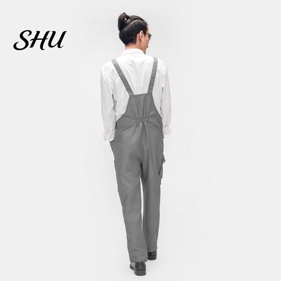 Work Jumpsuit Bib Overalls Adjustable Shoulder Straps Pockets Wide Leg Solid Color Coverall Multi-Pocket Uniforms Tool Storage