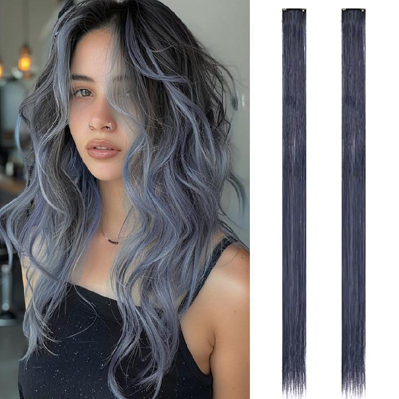 Aosiwig 2 STÜCKE Clip-In Haarverlängerungen Bunte Party-Highlights Gerade Regenbogen-Haarteile Festival Halloween Cosplay Für Frauen Mädchen