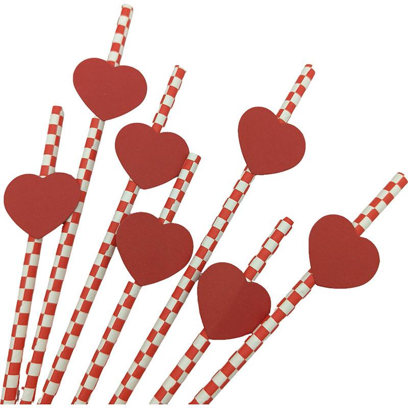 Ecofriendly Heart Card Disposable Paper Straws For Cake And Party Decor