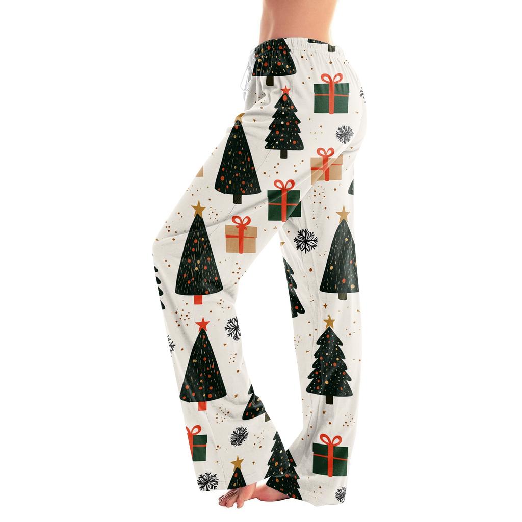 Women's Christmas Print Pants Casual Pants No Pockets