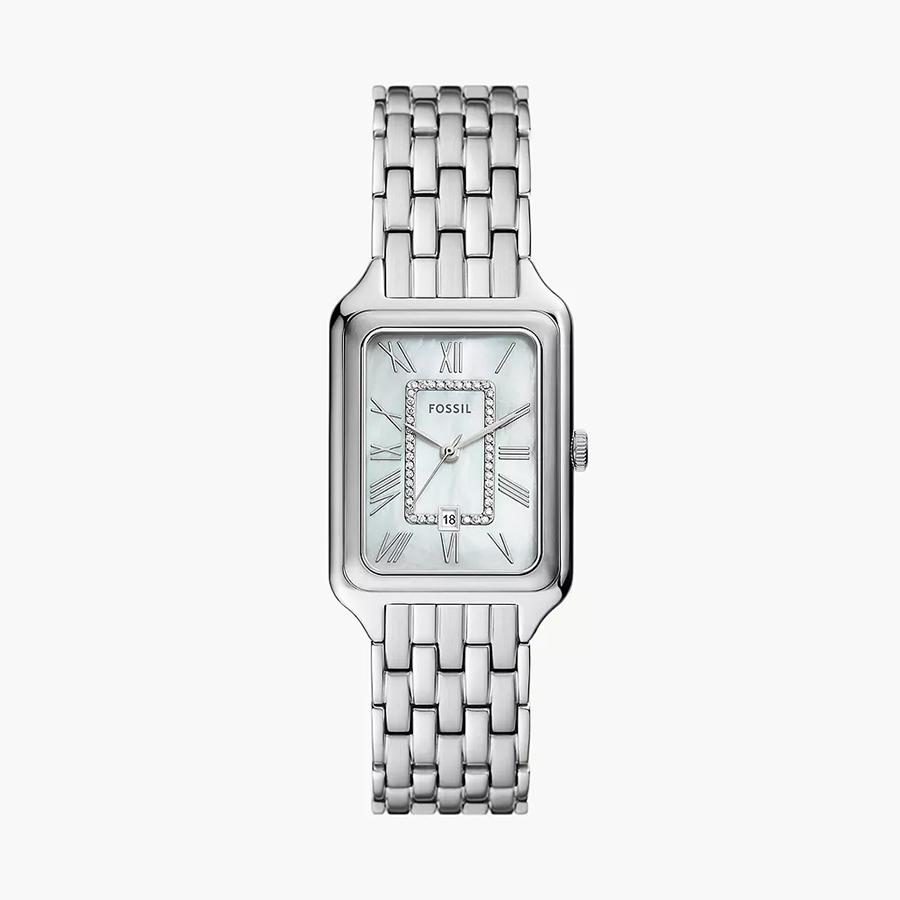 

Fossil Retro Raquel Women s Watch - Silver-Tone Stainless Steel, 50M Water-Resistant Mother’s Day Gift ES5306