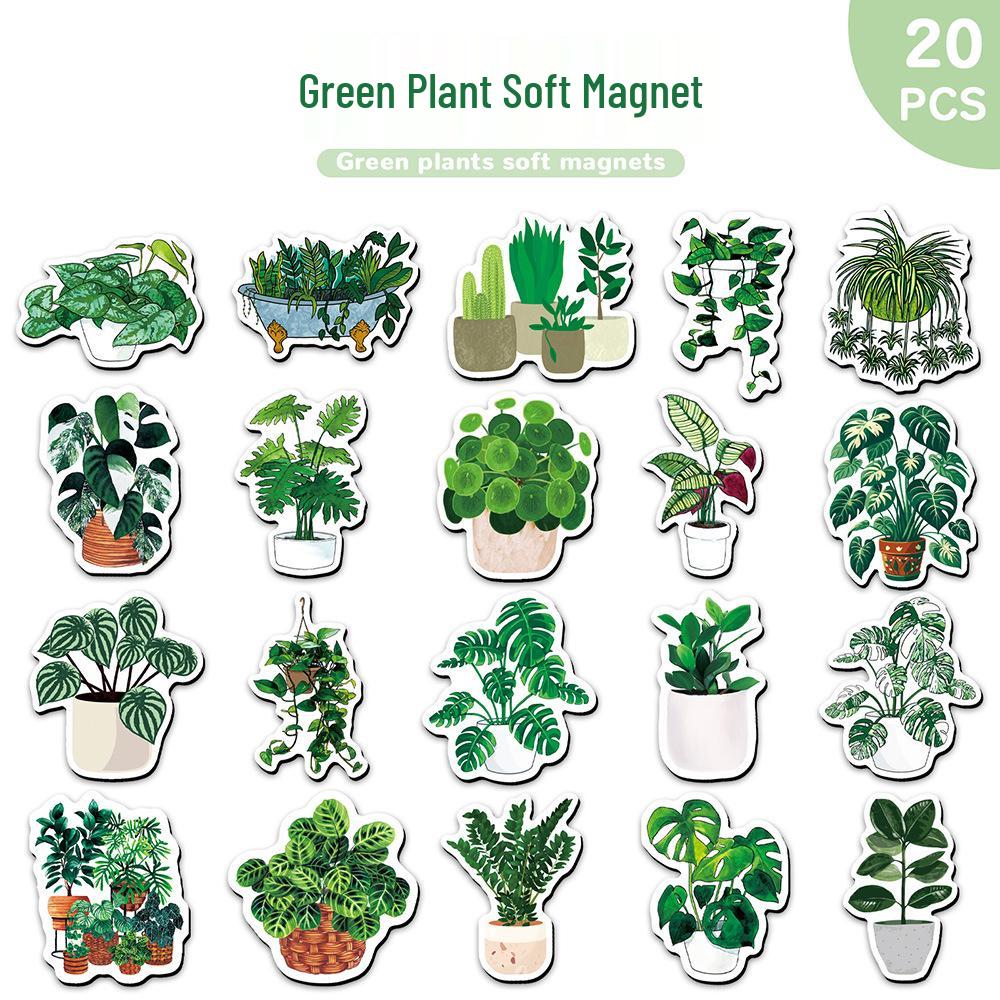 Magnet na lednici s rostlinnou zelení - Design čerstvé malé hrnkové rostliny