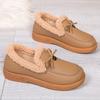 Women's Casual Winter Platform Moccasin Snow Boots With Faux Fur Lined Anti-Slip PU Leather Walking Shoes Slippers for Women Warm Outdoor Ankle Boots