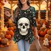 Women's Casual Halloween Print Top, Loose Fit Three-Quarter Sleeve