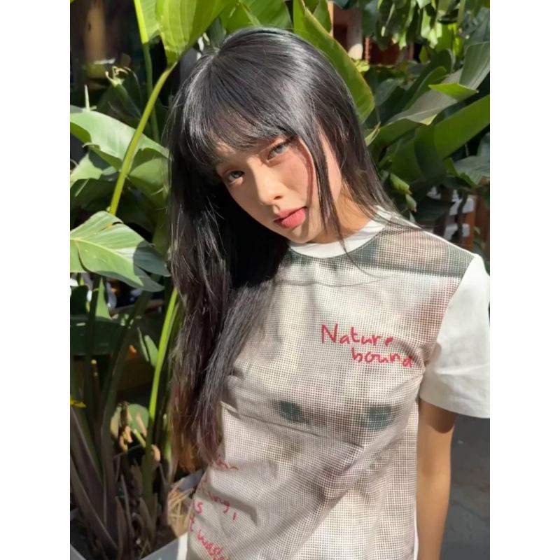 

Women s Retro Cat Print Round Neck Slimming T-Shirt - Summer Design S