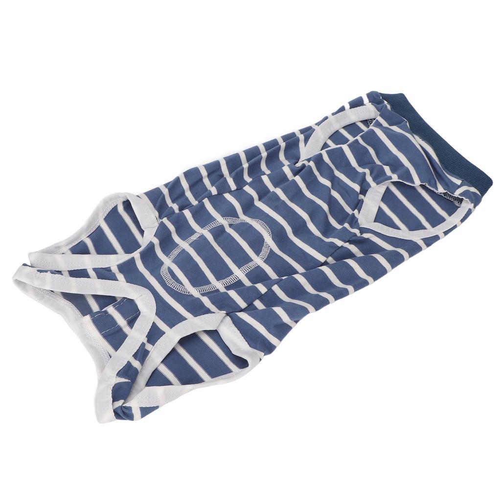 Dog Recovery Suit Stretchy Breathable Adjustable Collar Stripe Pet Post Surgery Shirt for Abdominal