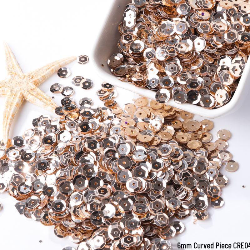 6mm Iridescent Silver Sequins: Laser Embossed Curved Pieces for DIY Embroidery, Wedding Dress Accessories, and Craft Ornaments.