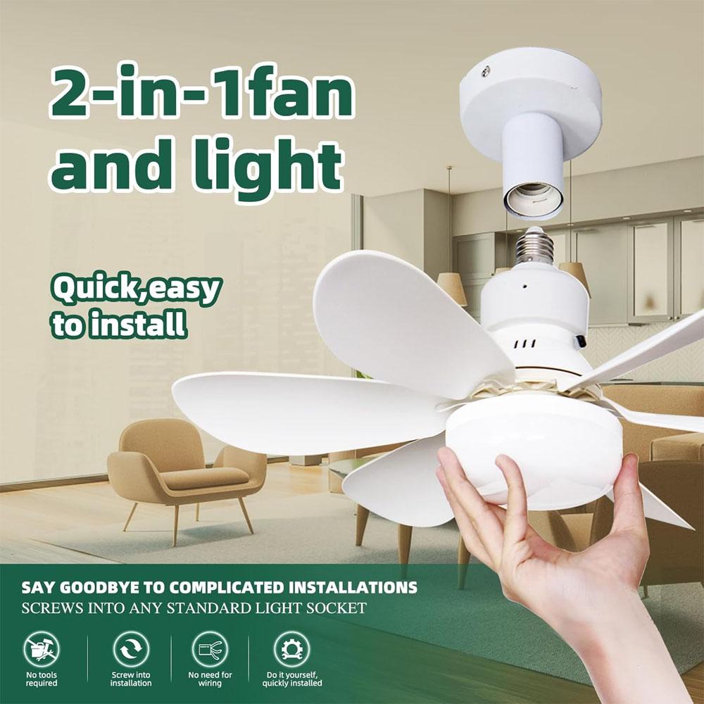 E27 Base LED Ceiling Fan Light with Remote Control 3 Color Lights Dimmable Lamp for Living Room Home Decor