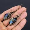 Labradorite 999 Copper Wire Wrapped Earrings, Handmade Gemstone Earrings Jewelry, Gifts For Wife Brand New Earrings