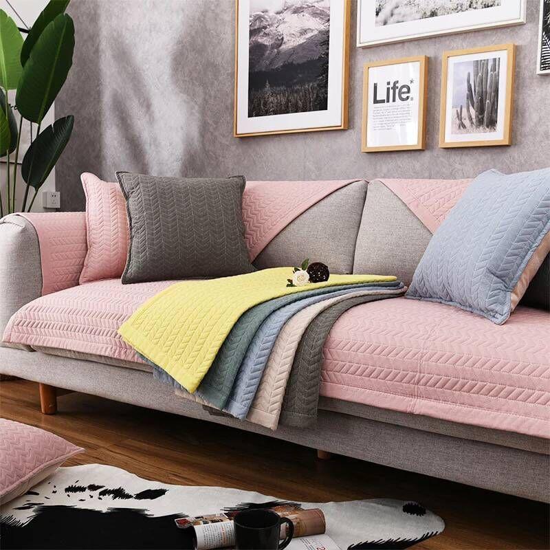Four Seasons Universal Sofa Cushion Made of Pure Cotton Fabric, Non slip, Modern, Simple, Universal, All Cotton Sofa Cover