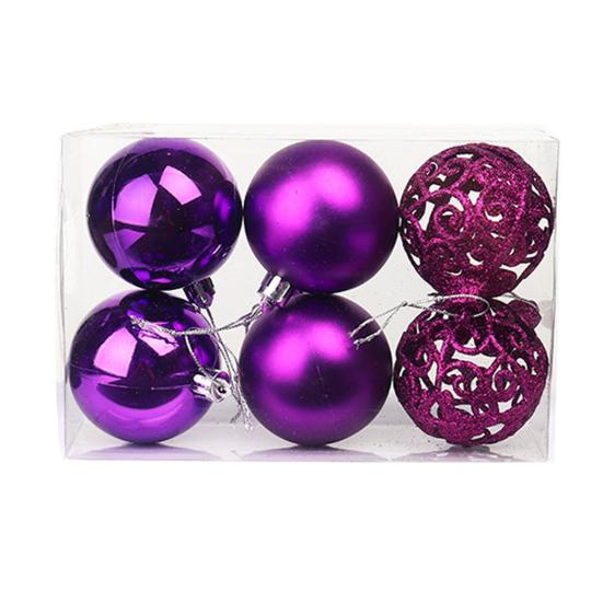 6ks 6cm/8cm lehký vánoční přívěsek dekorativní prémiové ozdobné koule na zavěšení stromu