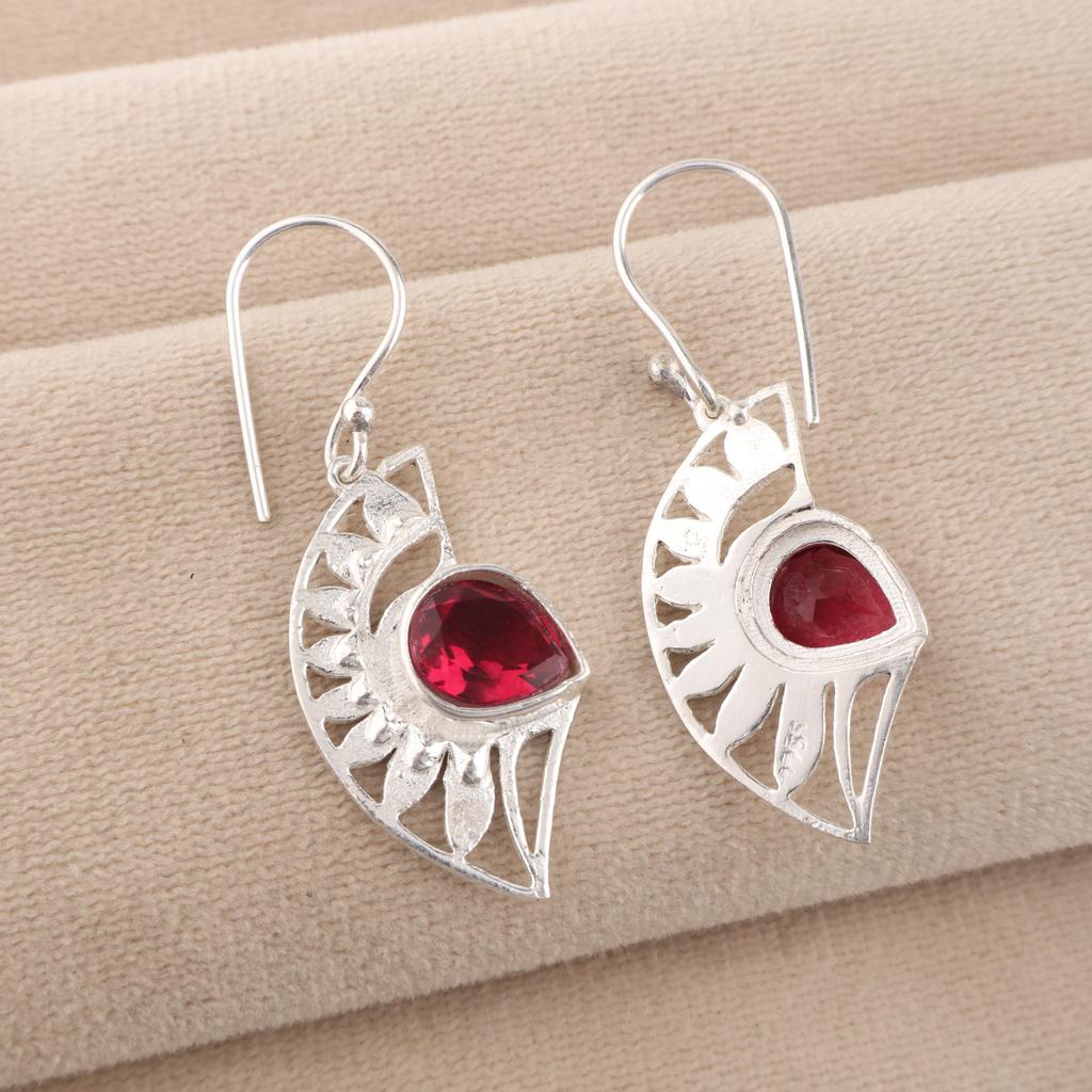 Natural Pink Rubellite Gemstone 925 Sterling Silver Women Jewelry Pretty Earrings 1.5" CE-26-5