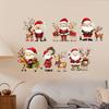 Indoor Christmas Scene Wall Stickers, Watercolor Santa Claus Reindeer Decals, Self-Adhesive Festive Decorations Stickers for Living Room Bedroom