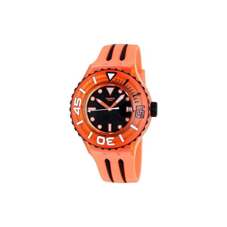 

Swatch Scuba Libre Series Quartz Movement 200M Water Resistant Watch 44Mm Black Dial Plastic Case Silicone Strap Unisex watches SUUO400 Black