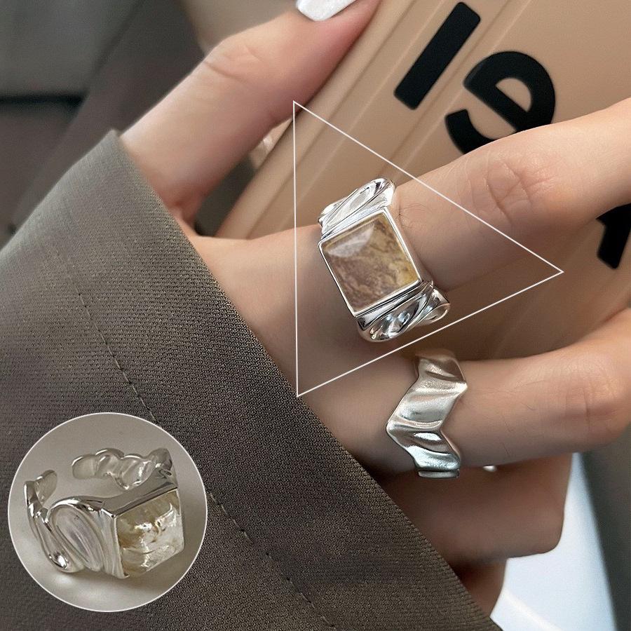 S925 Silver-Plated Imitation Pearl Flower Ring – Elegant Retro Palace Style