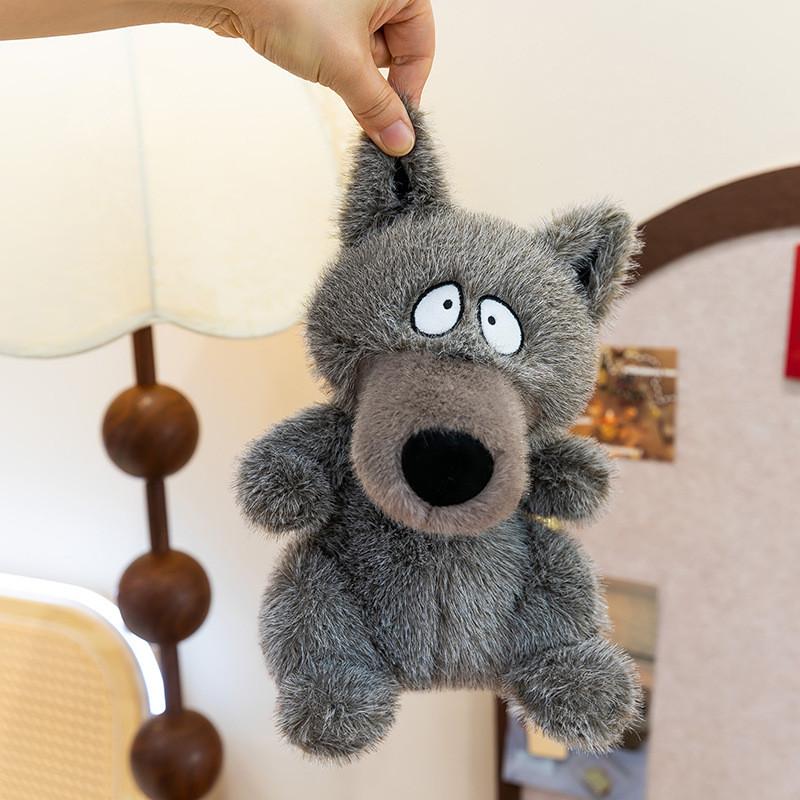 Peluche Carino a Forma di Lupo Grigio per Bambini Morbido Animale di Peluche Regalo
