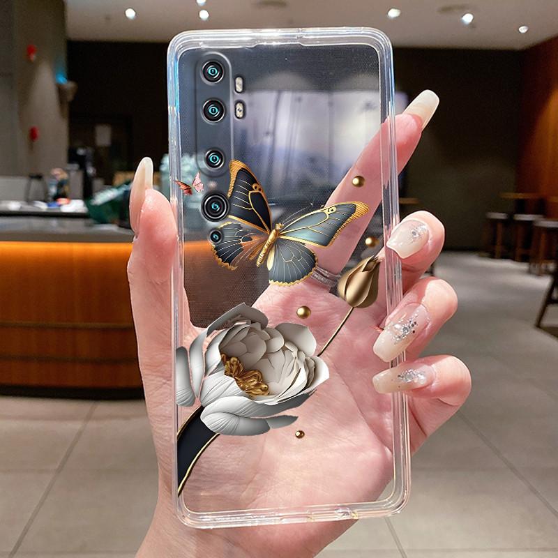 Phone Case For Xiaomi Mi cc9 Pro/Mi Note 10/Mi Note 10 Pro Butterfly Bow Protective Casing Transparent Soft Silicone TPU Cover