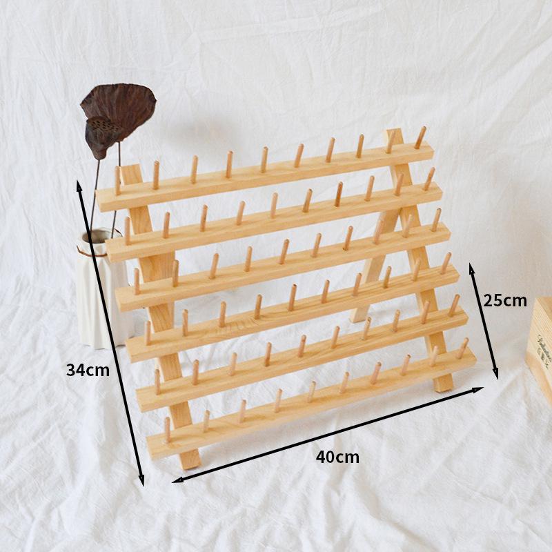 Wooden Sewing Bobbin & Thread Holder Rack with Thread Ball/Coil Storage for Wig Stand