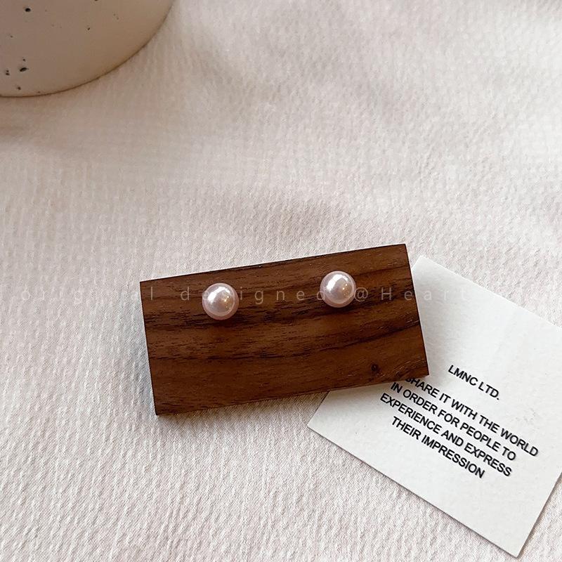 

Summer atmosphere~ Shijia Zhengyuan pink pearl stud earrings women s high-end silver needle earrings New earrings
