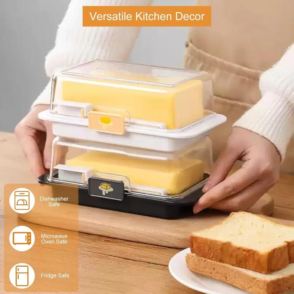 Sealed Butter Dish with Lid Cutter, Suitable for Countertop and Refrigerator Storage