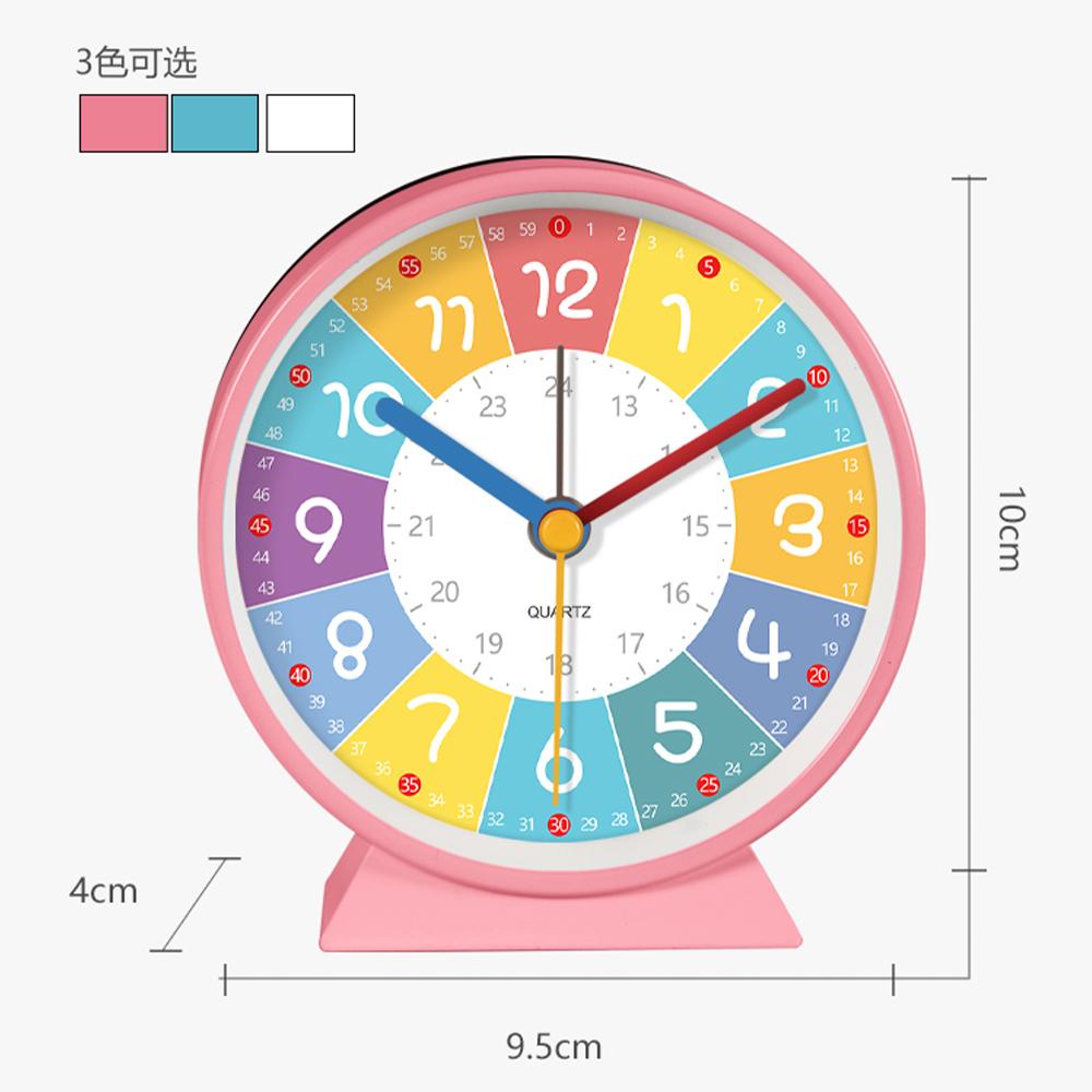 Early Education Desk Clock Needle Display Quartz Alarm Clock Silent Sweep Movement Silent Walking Soft Night Light Metal Frame