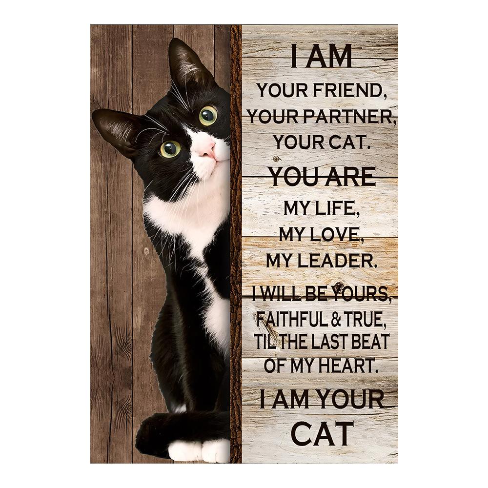 

Кошка и английский Простая креативная модная картина на холсте, украшение, подвесная картина для гостиной, дивана, фон, фреска, картина маслом на холсте 50x75cm