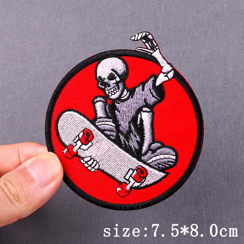 Punk Skull Embroidered Patches For Clothing Hip Hop Patch Iron On Patches For Clothes Grim Reaper Embroidery Patch Stripe Badges