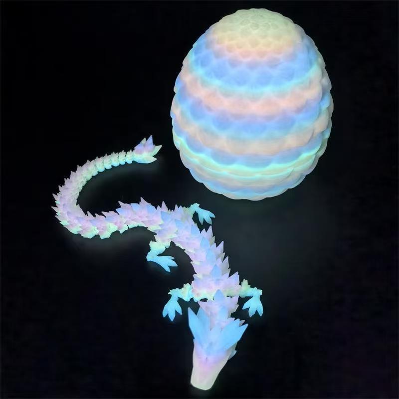 3D-gedruckter beweglicher Kristall-Drachenspielzeug mit farbigem Eier-Ornament