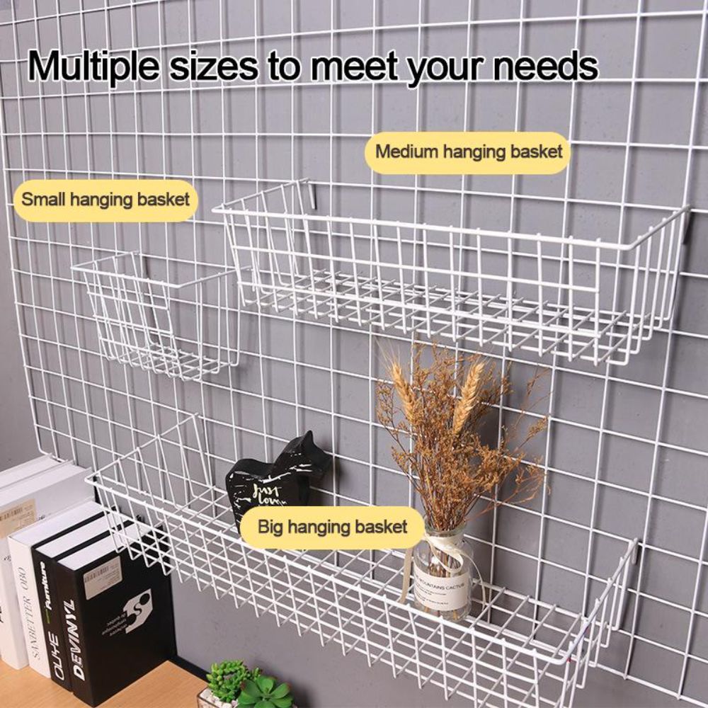 Open Wire Grid hanging basket Strong Load Bearing Hanging Storage Rack Grid Panel Accessories