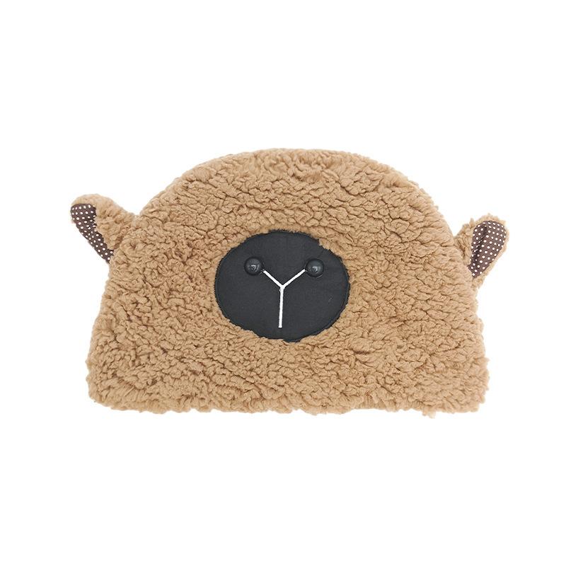 

Hat female winter sweet cute ears little sheep bucket hat plush thickened warm lamb wool pullover basin hat M（56-58cm）