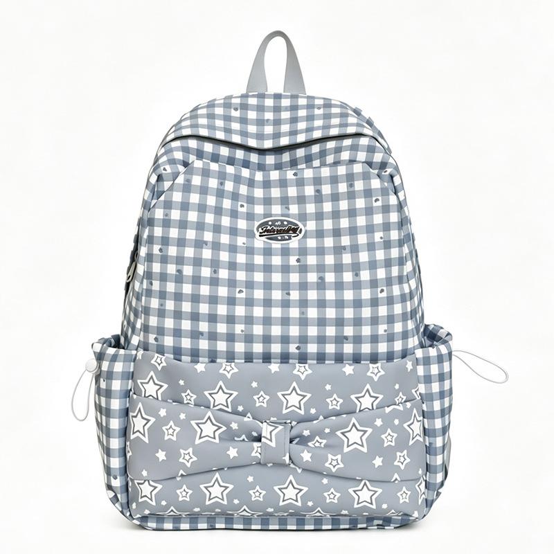 Schoolbag Bag Backpack Schoolbag Student High Value Plaid Backpack Large Capacity New Bag Korean Niche Lightweight
