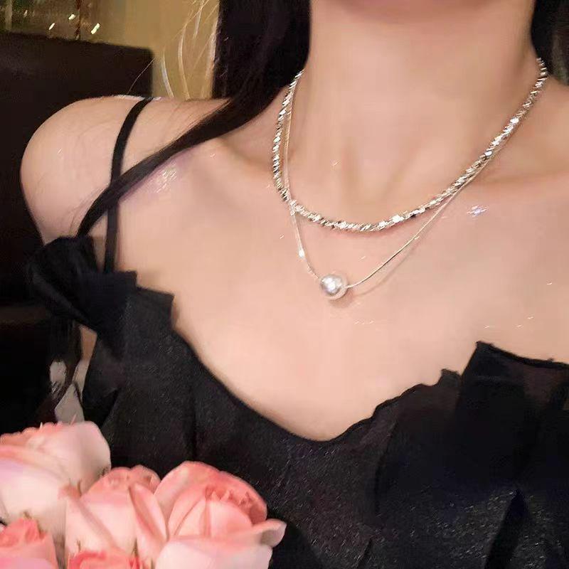Women's Double-Layered Pearl Necklace: 2024 Hot-Selling Silver Clavicle Fashion Piece