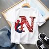 2026  New Children's Spider Man Cartoon Letter Printed T-shirt Cotton T-shirt Boys' Short Sleeved Top Children's Clothing