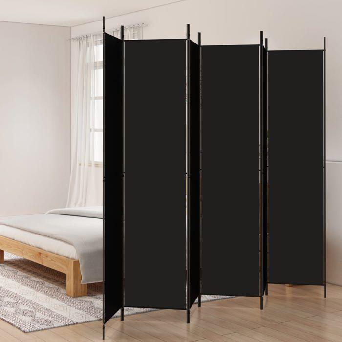 VidaXL Cloison de Séparation 6 Panneaux Séparateur de Pièce Pliable Diviseur Écran d'Intimité Paravent Décoration Salon Noir 350209
