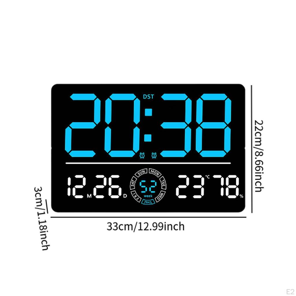 Digitale Wanduhr Dual-Alarm Monats-Tages-Wochentagsanzeige, Große Temperatur-LED