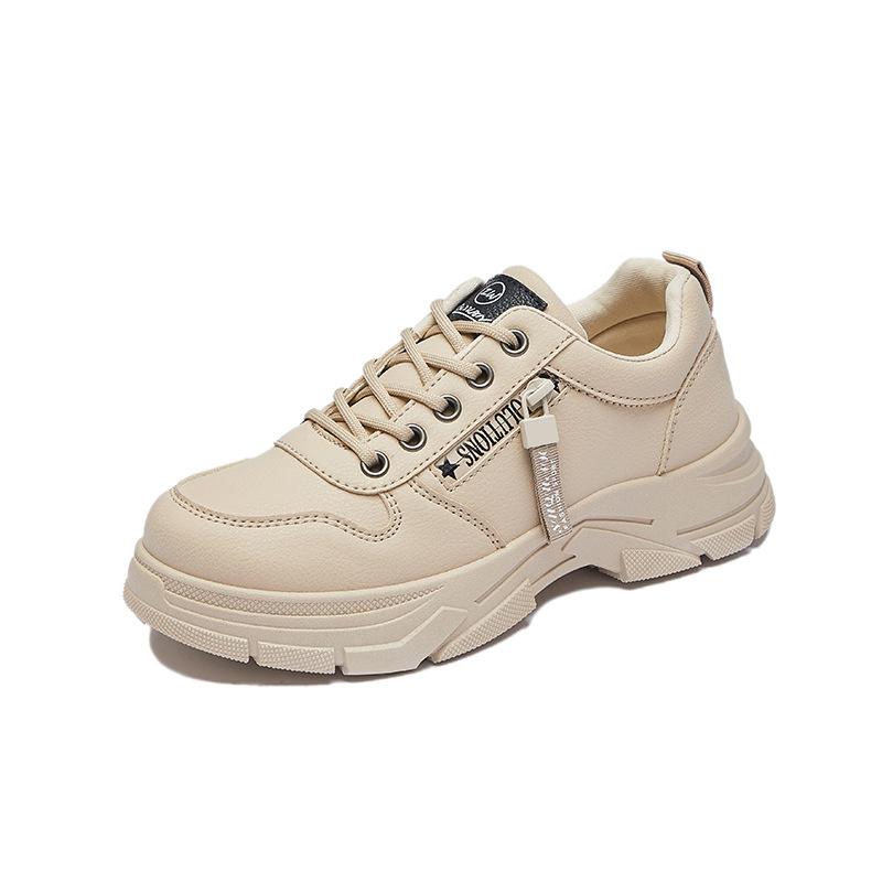 Zapatos casuales de plataforma gruesa para mujer, zapatos para caminar con cordones, antideslizantes, de cuero sintético, zapatillas de tenis cómodas para correr, zapatillas transpirables para mujer