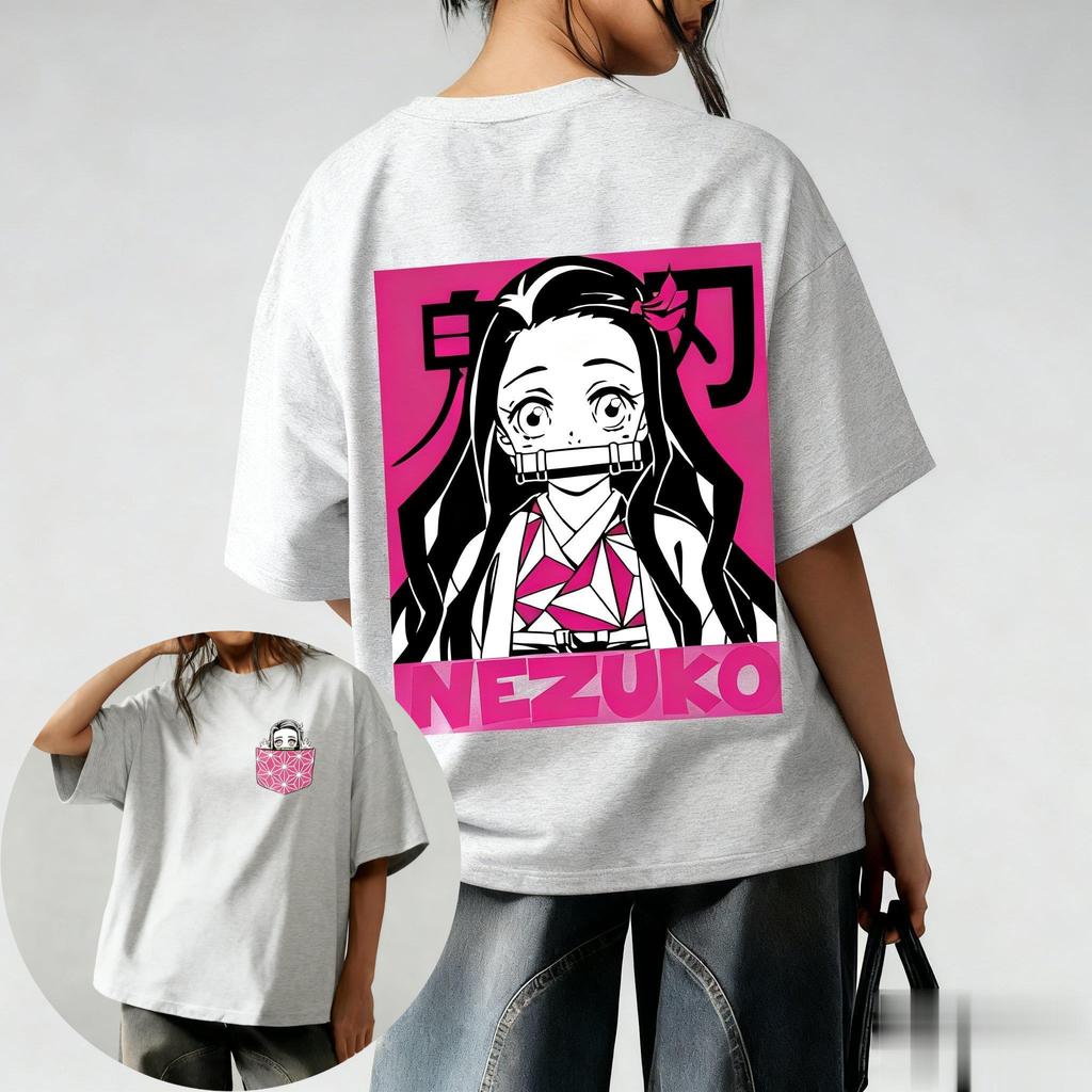 2026 Unisex Demon Slayer Nezuko Kamado Anime T Shirt Women Unisex Short Sleeve Tee Graphic Print Casual Streetwear Summer Trendy