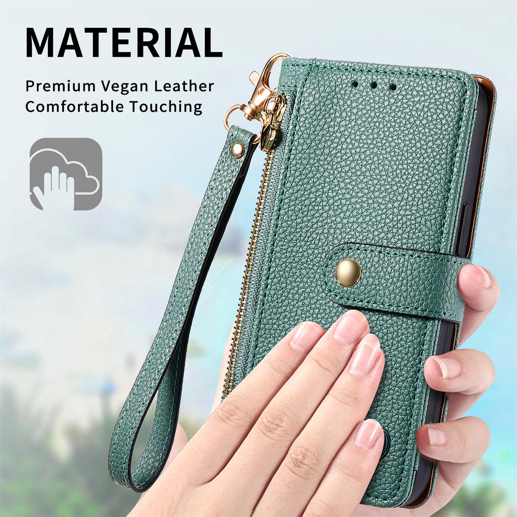 For Xiaomi Redmi Note 14 Pro 5G/Poco X7 5G Case RFID Blocking Zipper Pocket Leather Wallet Phone Cover with Strap