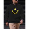 Men's Joyful Face Print Casual Sweatshirt - Long Sleeve Crew Neck, For Sports And Daily Wear.