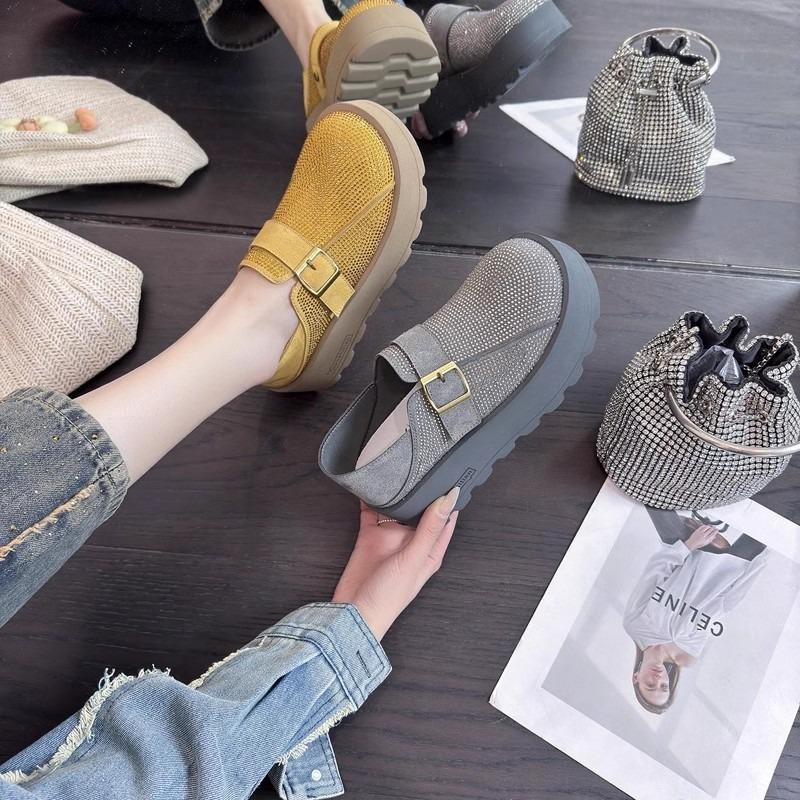 Muffin thick-soled small woman spring new one pedal two wear casual heightening shoes