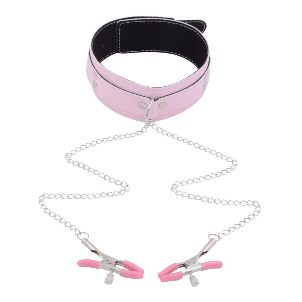Sexy Leder Choker Halsband mit Nippelklemmen Kette Sklavenfessel Fetisch Sexy Sexspielzeug Paare Erwachsenenspiele